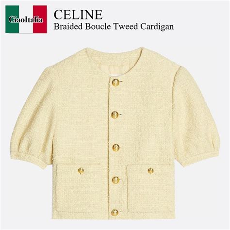 celine boucle cardigan|cardigan jacket boucle tweed.